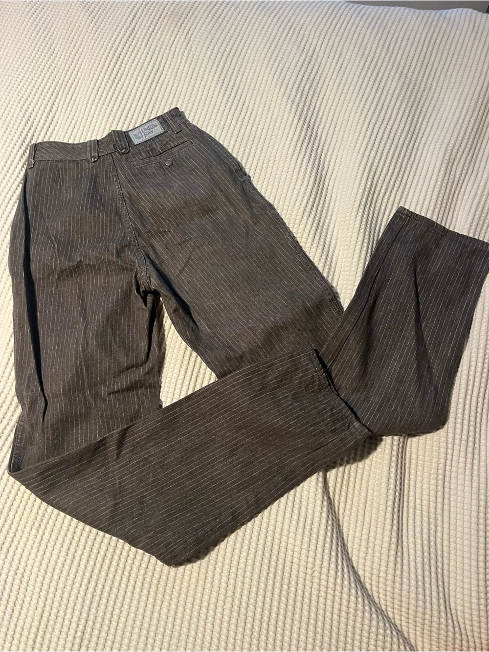 UNIONBAY Vintage Women's Pinstripe Straight-Leg Pants in Dark Gray - Picture 6 of 12